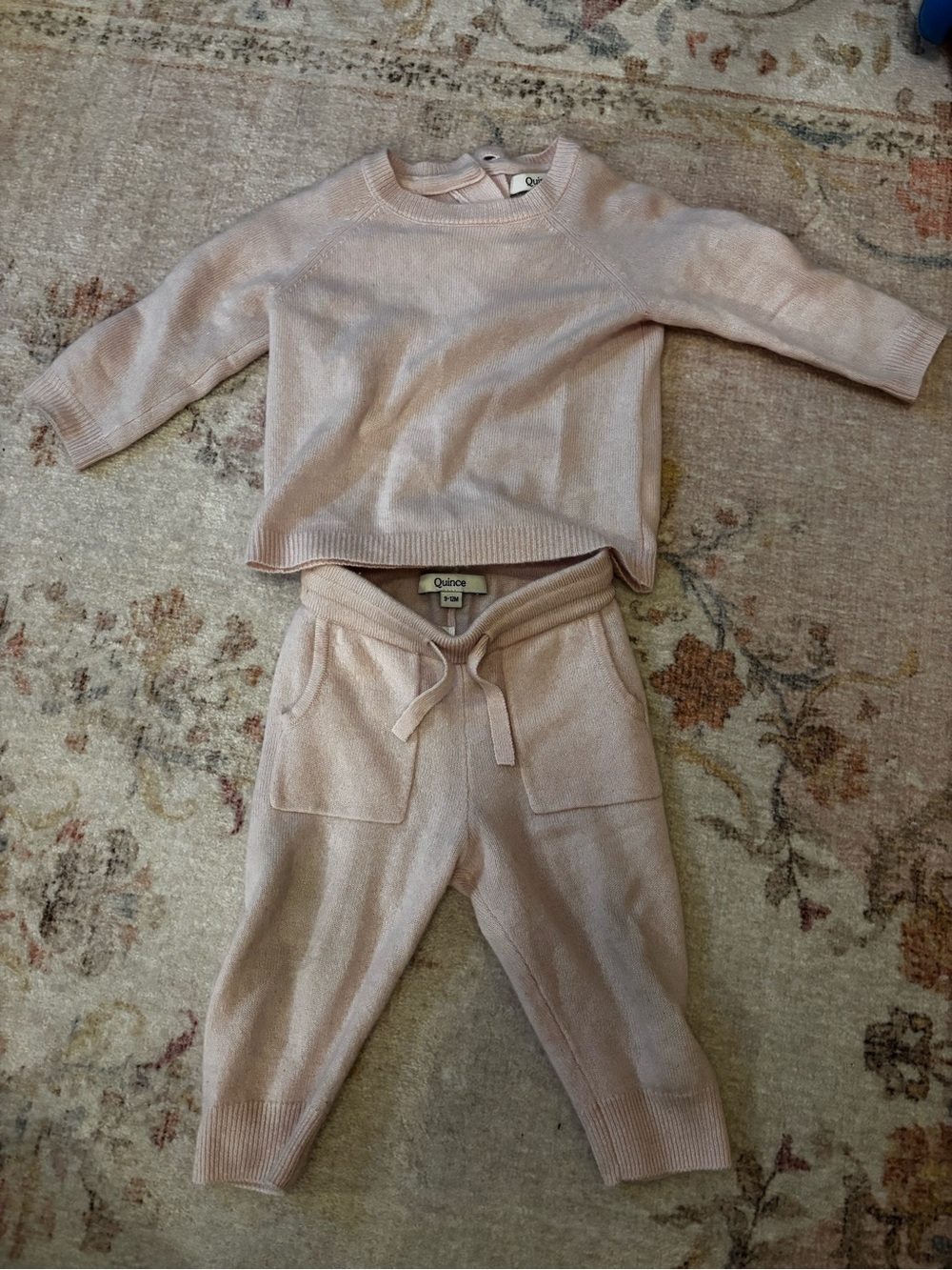 Quince Baby Cashmere Set Minimal Pink 9-12M